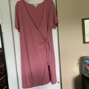 Plus Size Pink Wrap Dress